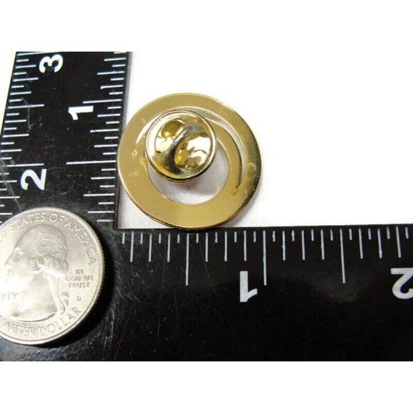 Vintage Brooch Costume Jewelry Double Ring Large Imitation Pearl Gold Tone - Picture 9 of 10